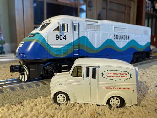 Eastside Trains and Divco Van with Sounder