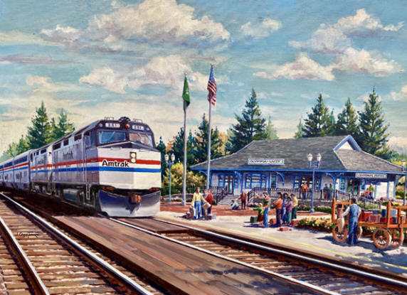 J. Craig Thorpe Painting, Amtrak 1993 Calendar