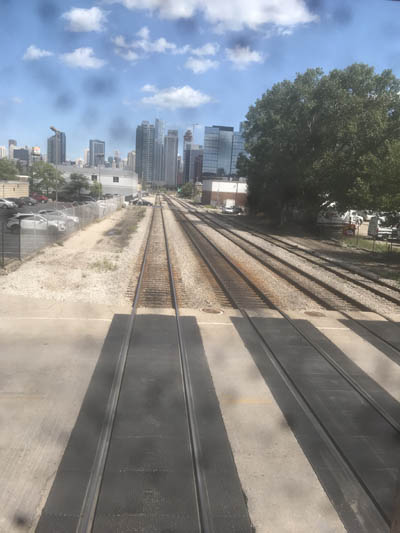Chicago from the sleeper end car of the Empire Builder, 2019